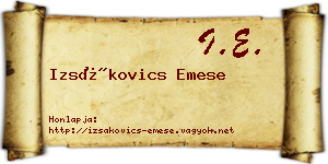 Izsákovics Emese névjegykártya